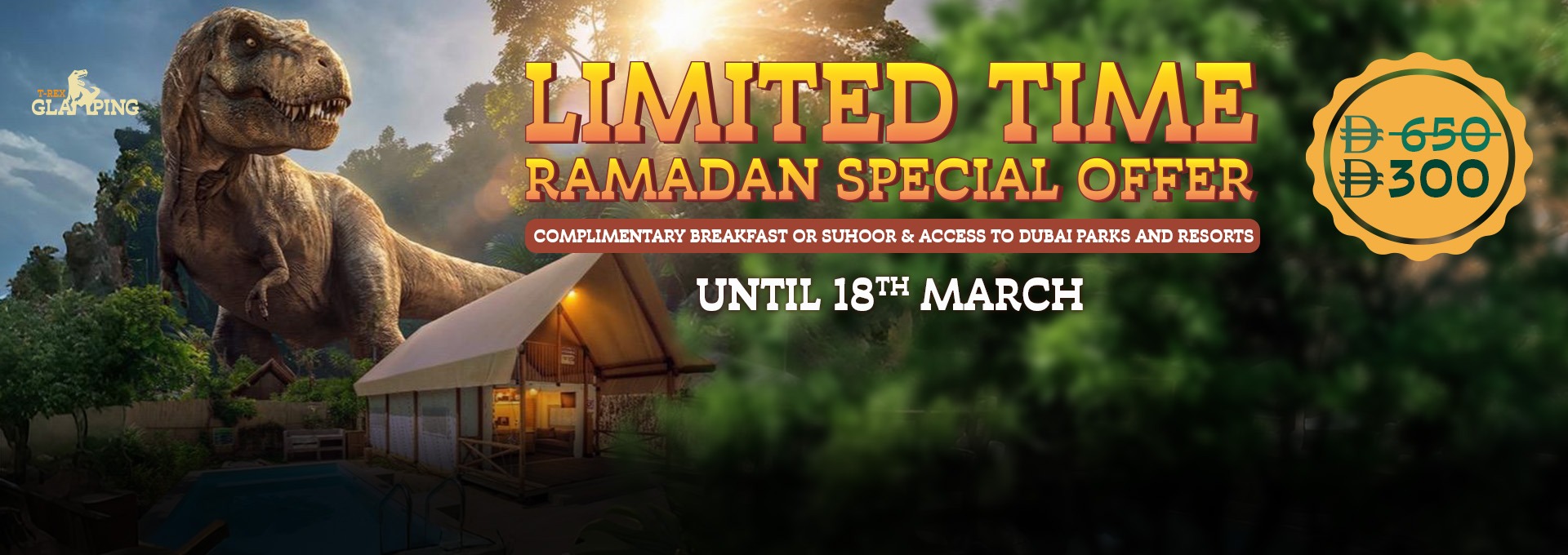 T-rex_glamping Premium sleepover with Dinos